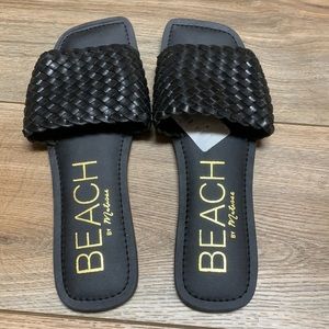 Black Woven Slides